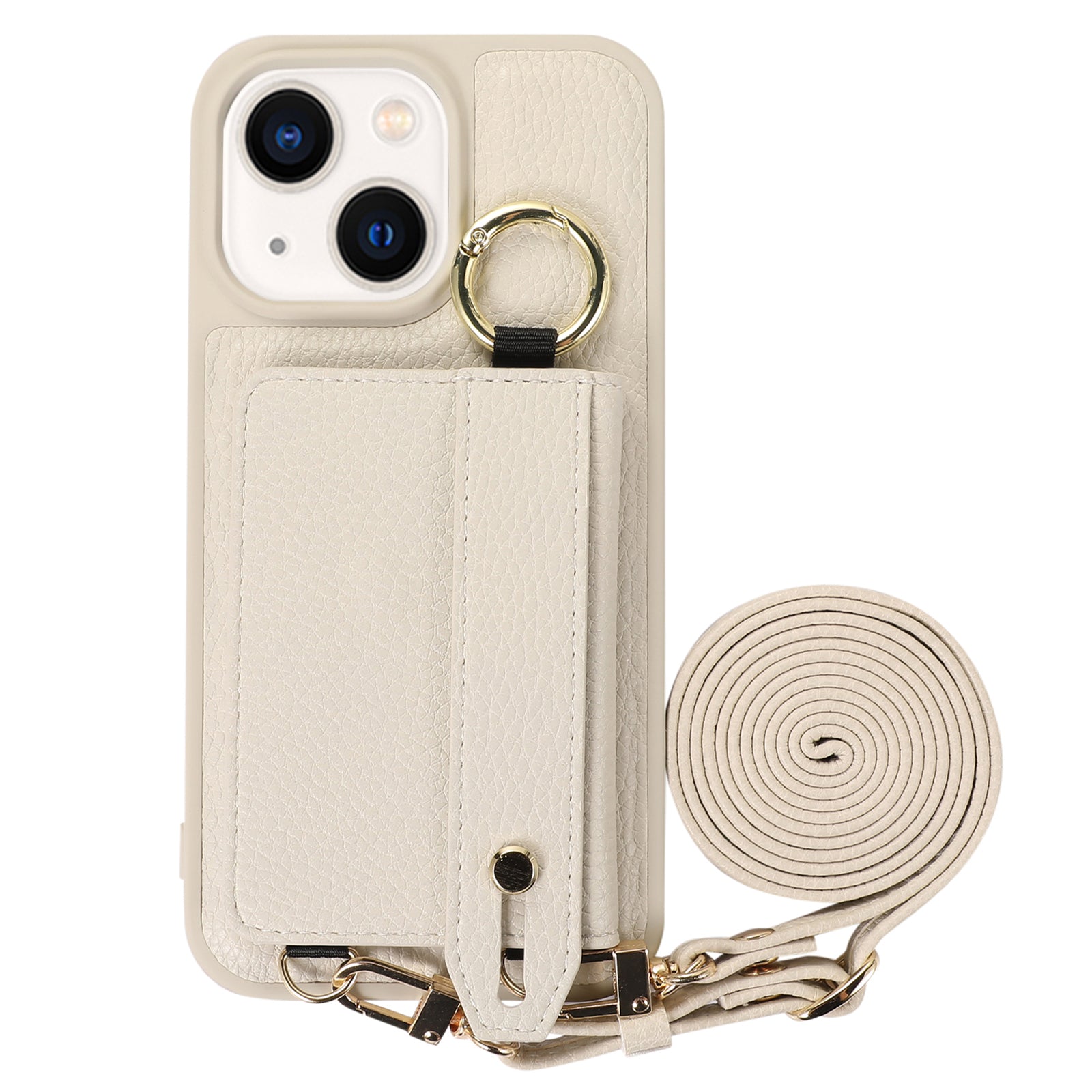 Anti-drop Cover for iPhone 14 Plus Card Holder Hand Strap Leather TPU Phone Kickstand Case with Shoulder Strap Anti-drop Cover for iPhone 14 Plus Card Holder Hand Strap Leather TPU Phone Kickstand Case with Shoulder Strap